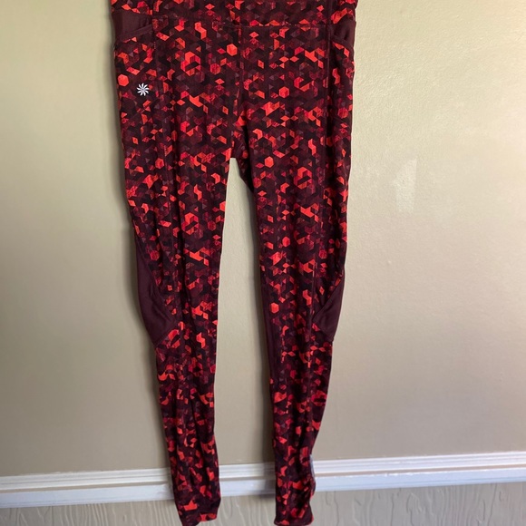 Red patterned Athleta leggings - Picture 2 of 4